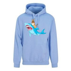 German Shepherd Riding Shark Unisex Surf Hoodie