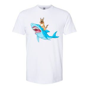 German Shepherd Riding Shark Softstyle CVC T-Shirt