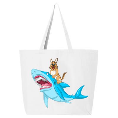 German Shepherd Riding Shark 25L Jumbo Tote