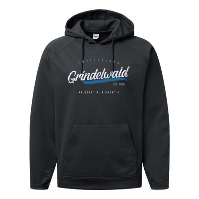 Grindelwald Switzerland Retro T Performance Fleece Hoodie