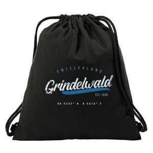 Grindelwald Switzerland Retro T Drawstring Bag