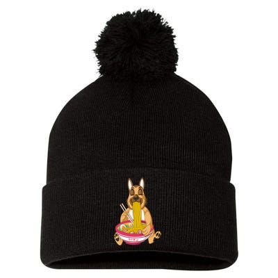 German Shepherd Ramen Pom Pom 12in Knit Beanie