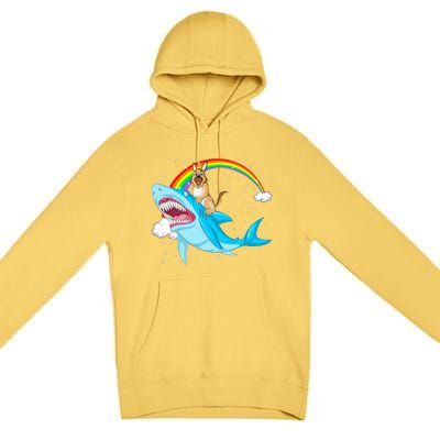 German Shepherd Riding Shark Premium Pullover Hoodie