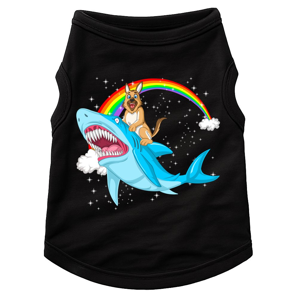 German Shepherd Riding Shark Doggie Tank