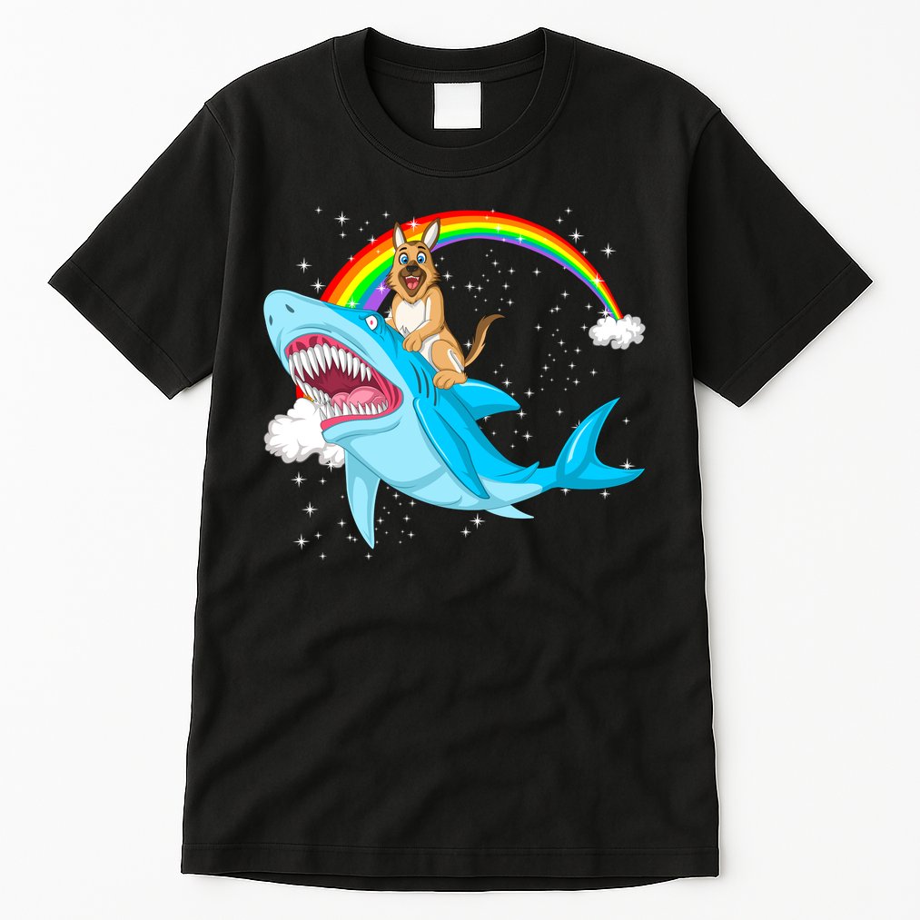 German Shepherd Riding Shark Tall T-Shirt