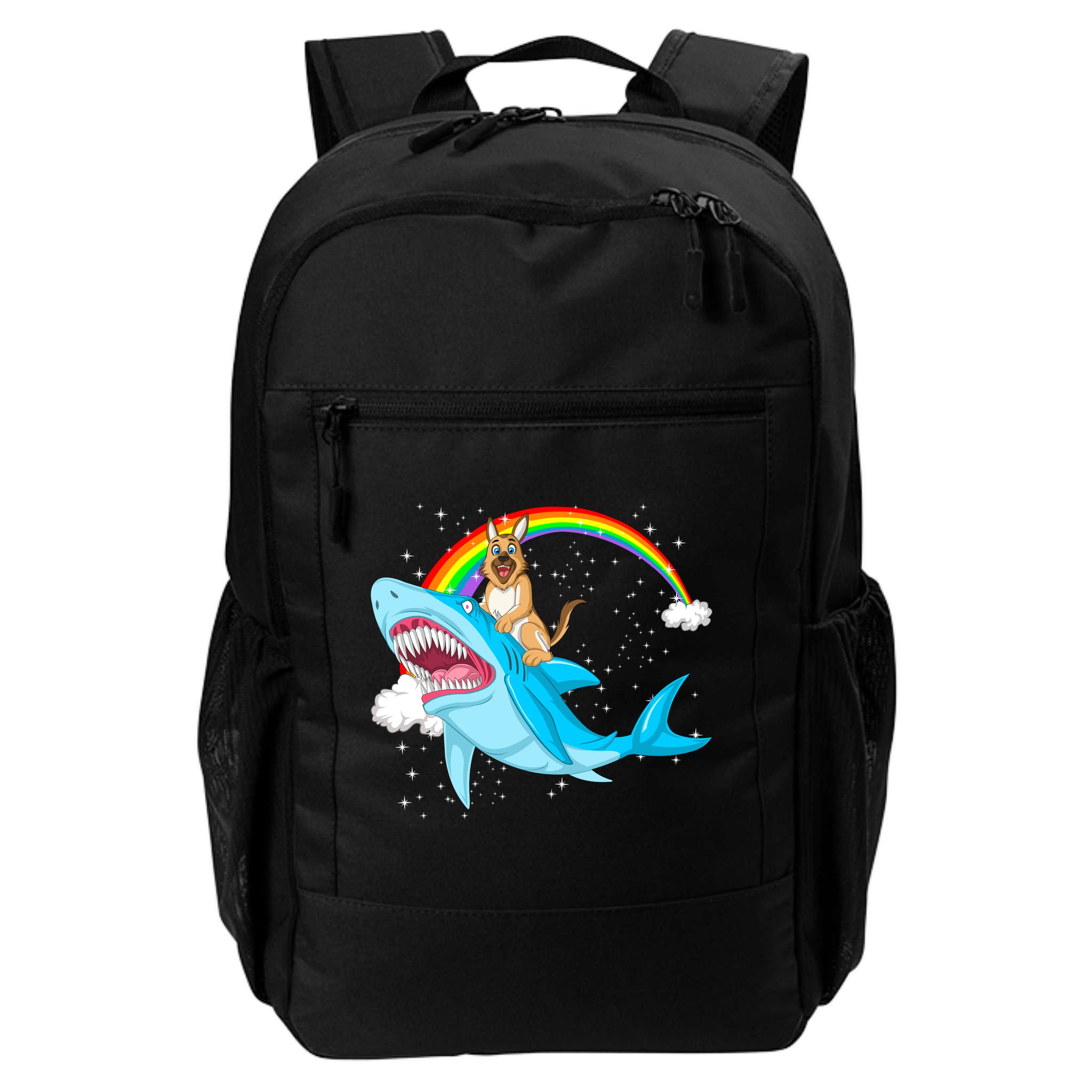 German Shepherd Riding Shark Backpack