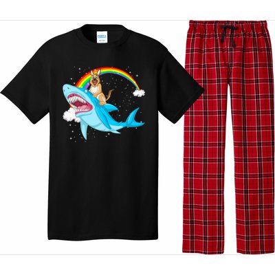 German Shepherd Riding Shark Pajama Set