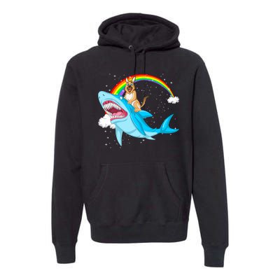 German Shepherd Riding Shark Premium Hoodie