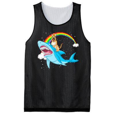 German Shepherd Riding Shark Mesh Reversible Basketball Jersey Tank