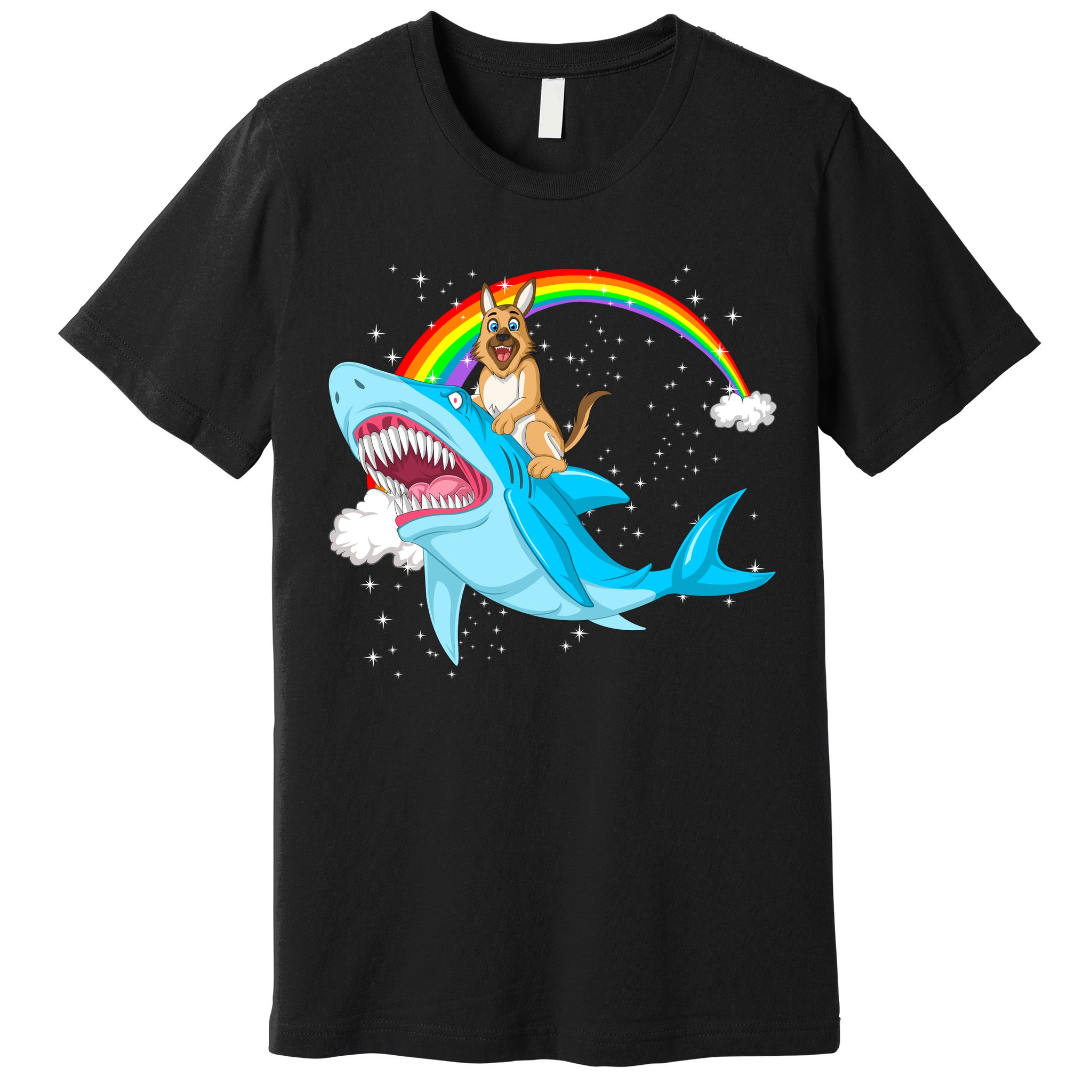German Shepherd Riding Shark Premium T-Shirt