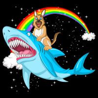German Shepherd Riding Shark Womens Tank Top