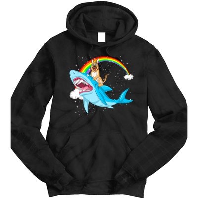 German Shepherd Riding Shark Tie Dye Hoodie