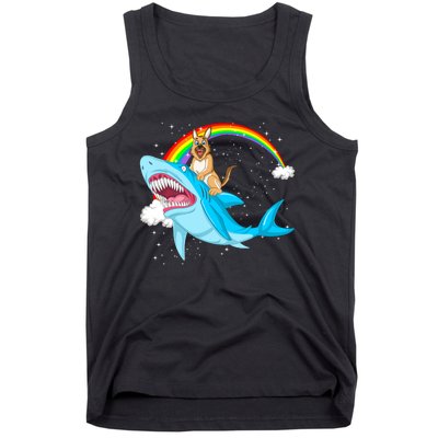 German Shepherd Riding Shark Tank Top