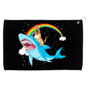 German Shepherd Riding Shark Grommeted Golf Towel