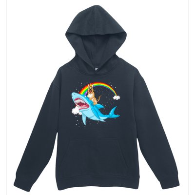 German Shepherd Riding Shark Urban Pullover Hoodie