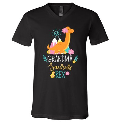 Grandma Saurus Rex Funny Dinosaur Wo V-Neck T-Shirt