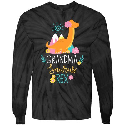 Grandma Saurus Rex Funny Dinosaur Wo Tie-Dye Long Sleeve Shirt