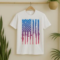 Vintage Rifle American Flag Retro T-Shirt