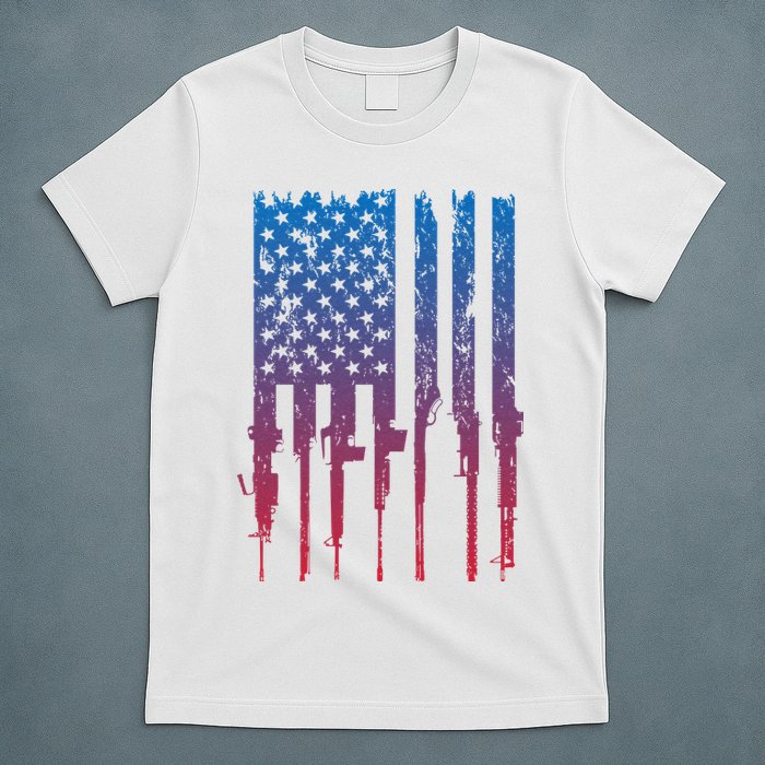 Vintage Rifle American Flag Retro T-Shirt