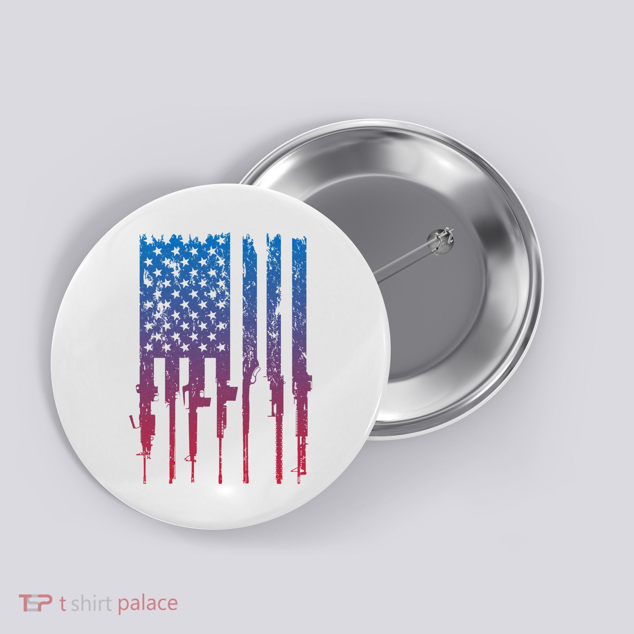 Vintage Rifle American Flag Retro Button