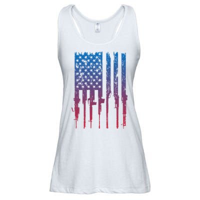 Vintage Rifle American Flag Retro Ladies Essential Flowy Tank