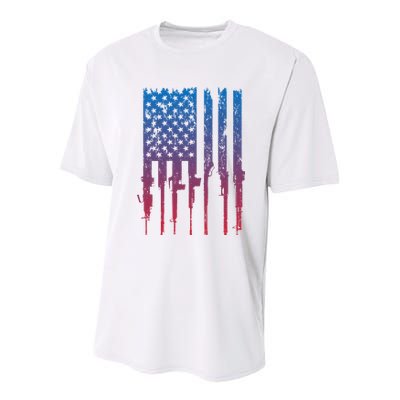 Vintage Rifle American Flag Retro Youth Performance Sprint T-Shirt