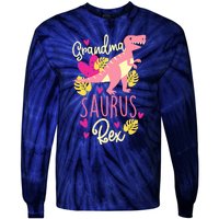 Grandma Saurus Rex Dinosaur Tie-Dye Long Sleeve Shirt