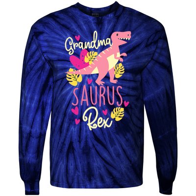 Grandma Saurus Rex Dinosaur Tie-Dye Long Sleeve Shirt