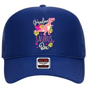 Grandma Saurus Rex Dinosaur High Crown Mesh Back Trucker Hat