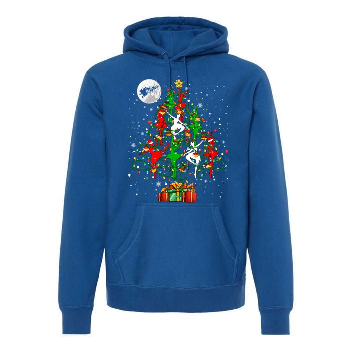 Group Santa Reindeer Elf Ballets Dancing As Christmas Tree Gift Premium Hoodie