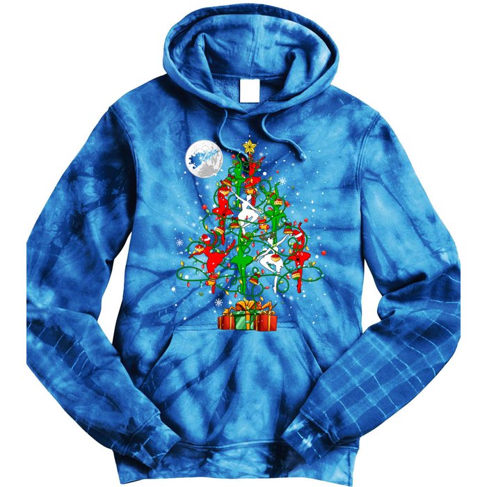 Group Santa Reindeer Elf Ballets Dancing As Christmas Tree Gift Tie Dye Hoodie