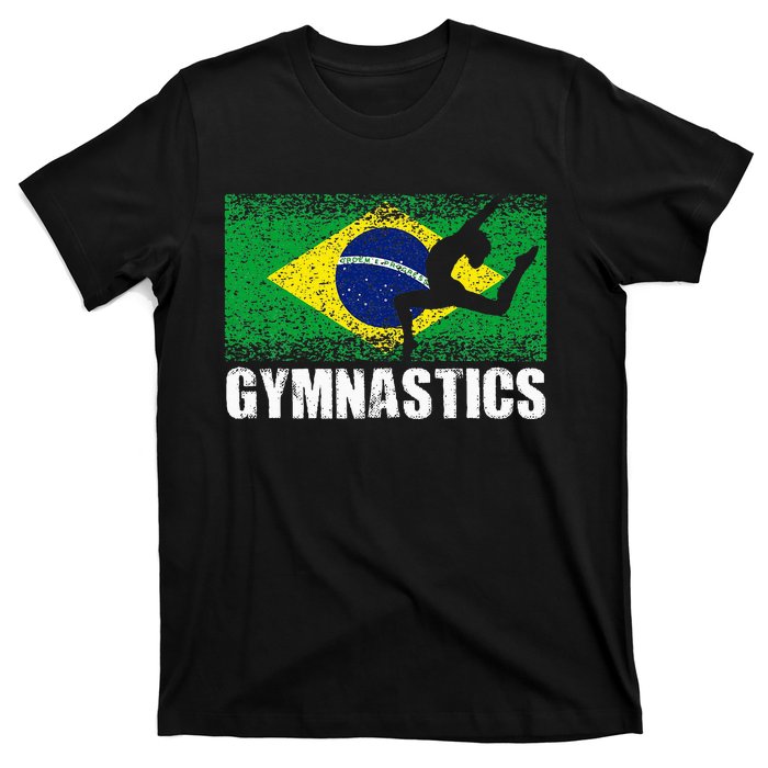 Gymnastics Sport Retro Brazil Flag Brazilian Gymnast T-Shirt