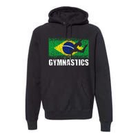 Gymnastics Sport Retro Brazil Flag Brazilian Gymnast Premium Hoodie