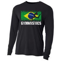 Gymnastics Sport Retro Brazil Flag Brazilian Gymnast Cooling Performance Long Sleeve Crew