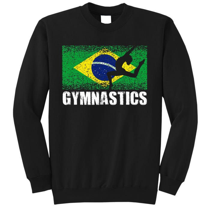 Gymnastics Sport Retro Brazil Flag Brazilian Gymnast Tall Sweatshirt