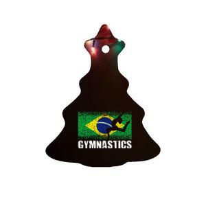 Gymnastics Sport Retro Brazil Flag Brazilian Gymnast Ceramic Tree Ornament