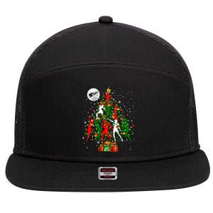 Group Santa Reindeer Elf Dancers Dancing As Christmas Tree Cool Gift 7 Panel Mesh Trucker Snapback Hat