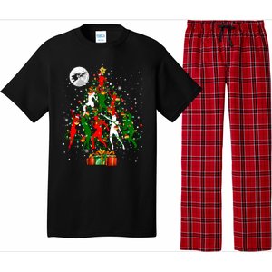 Group Santa Reindeer Elf Dancers Dancing As Christmas Tree Cool Gift Pajama Set