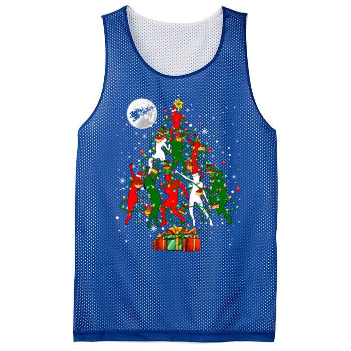 Group Santa Reindeer Elf Dancers Dancing As Christmas Tree Cool Gift Mesh Reversible Basketball Jersey Tank