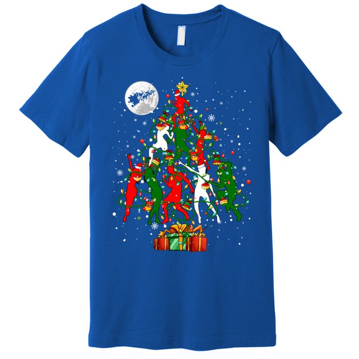 Group Santa Reindeer Elf Dancers Dancing As Christmas Tree Cool Gift Premium T-Shirt