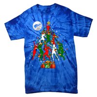 Group Santa Reindeer Elf Dancers Dancing As Christmas Tree Cool Gift Tie-Dye T-Shirt