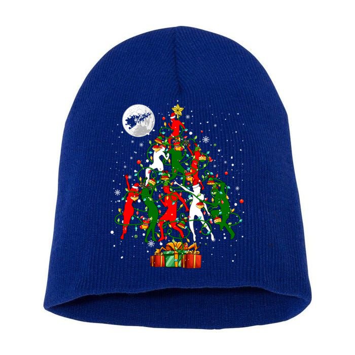 Group Santa Reindeer Elf Dancers Dancing As Christmas Tree Cool Gift Short Acrylic Beanie