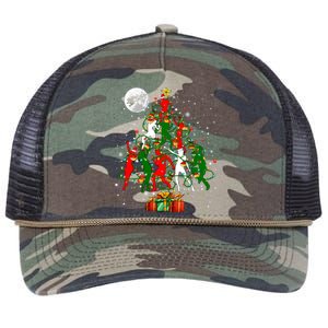 Group Santa Reindeer Elf Dancers Dancing As Christmas Tree Cool Gift Retro Rope Trucker Hat Cap