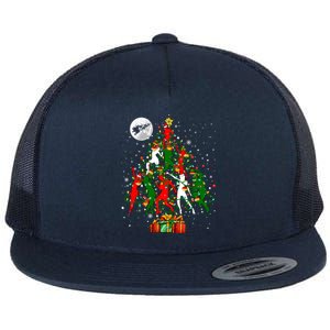 Group Santa Reindeer Elf Dancers Dancing As Christmas Tree Cool Gift Flat Bill Trucker Hat