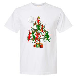 Group Santa Reindeer Elf Dancers Dancing As Christmas Tree Cool Gift Garment-Dyed Heavyweight T-Shirt