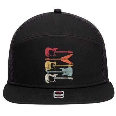 Guitar Shirt. Retro Style, Gift For Guitarist 7 Panel Mesh Trucker Snapback Hat