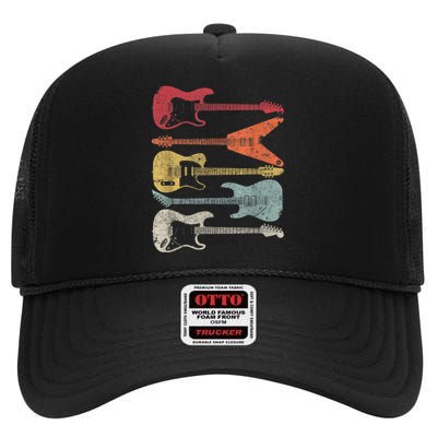 Guitar Shirt. Retro Style, Gift For Guitarist High Crown Mesh Back Trucker Hat