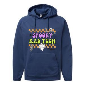 Groovy Spooky Rad Tech Retro Radiologist Halloween XRay Tech Gift Performance Fleece Hoodie