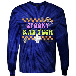 Groovy Spooky Rad Tech Retro Radiologist Halloween XRay Tech Gift Tie-Dye Long Sleeve Shirt