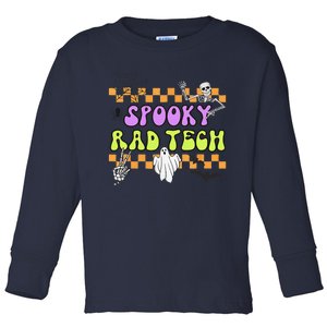 Groovy Spooky Rad Tech Retro Radiologist Halloween XRay Tech Gift Toddler Long Sleeve Shirt